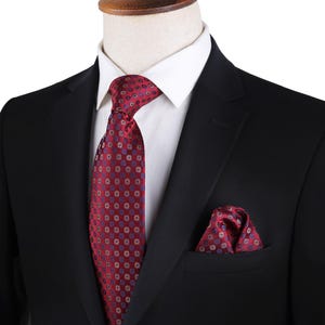 Elegant Floral Necktie and Pocket Square Set | Men&#39;s Tie for Wedding, Formal Event or Gift | Luxury Suit Accessory | Grooms Wedding Tie