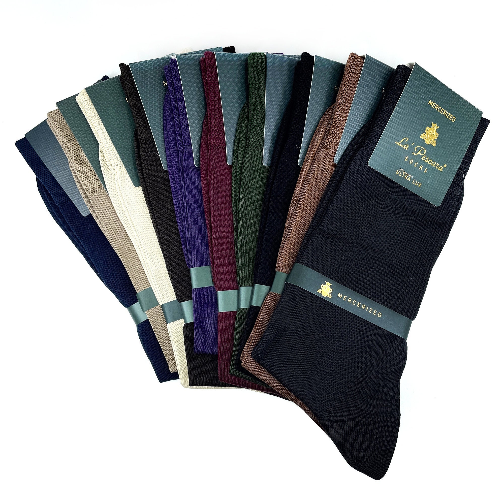 Calza Lunga Da Uomo In Cotone A Coste E Righe Irregolare Galio - Foto 4