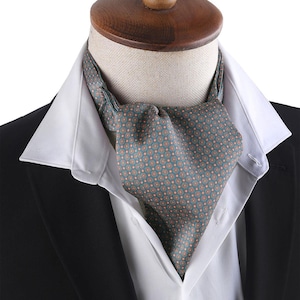Elegant Green Orange Paisley Ascot Tie – Vintage Cravat for Men, Classic Pattern Silk Neck Scarf, Wedding & Formal Wear | Wedding Ascot Ties