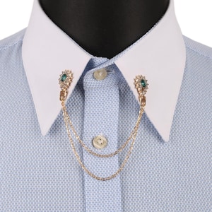 Handmade Gold Shirt Collar Chain Pin: Groomsmen Accessory