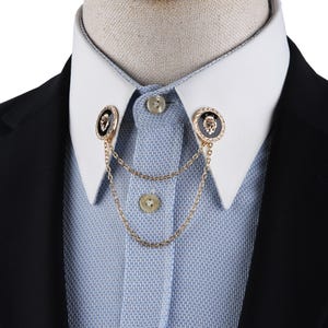 Vintage Collar Chain Pin for Men - Classic Shirt Chain Brooch - Elegant Retro Style Accessory for Formal & Casual Outfits - Grooms Shirt Pin