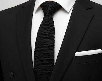 Corbata de punto negra hecha a mano: Corbata para bodas y eventos