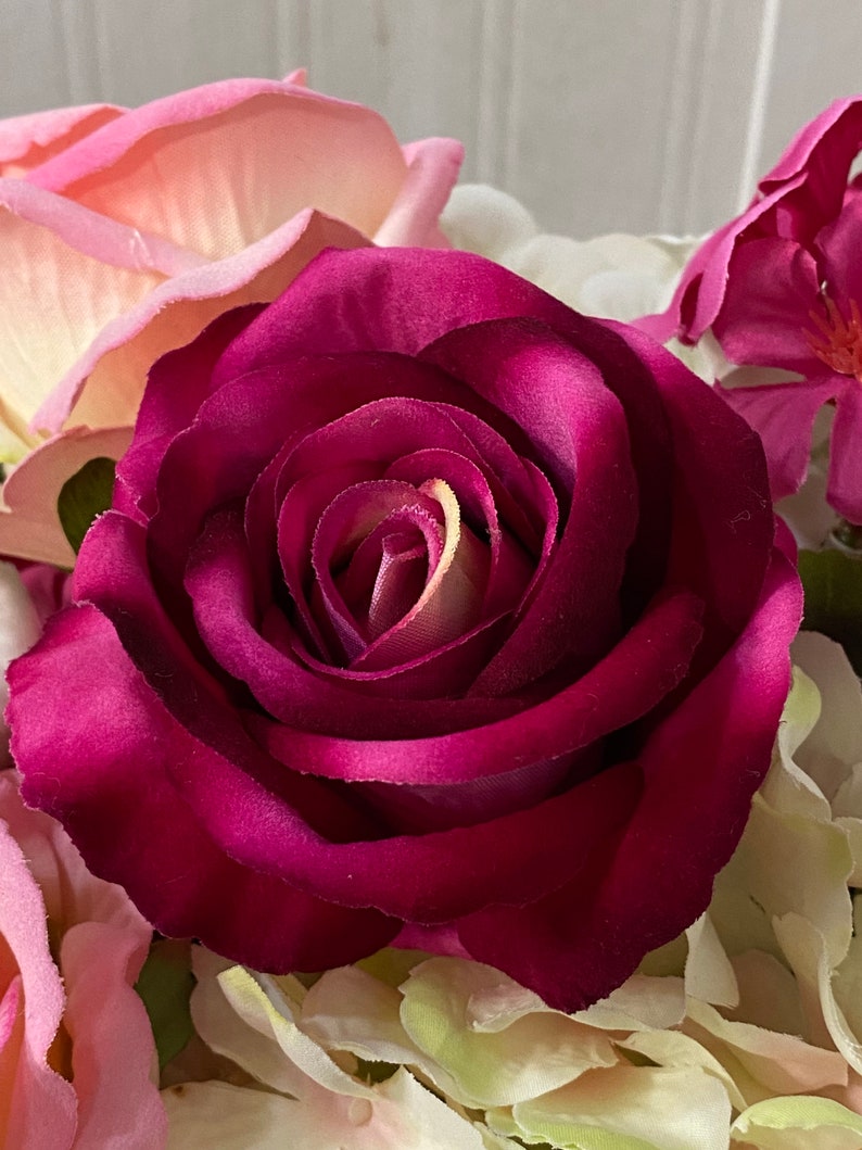 Real Touch Roses Bouquet/wisteria and Pink Roses/ Bridal Etsy