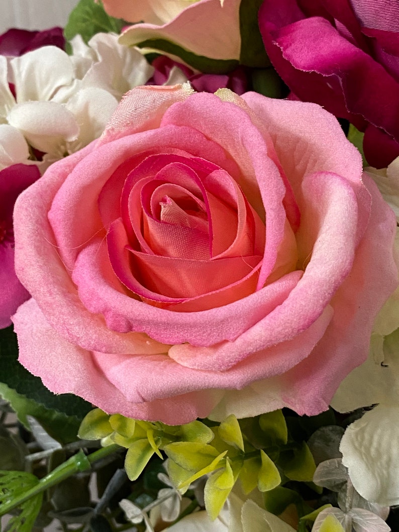 Real Touch Roses Bouquet/wisteria and Pink Roses/ Bridal Etsy