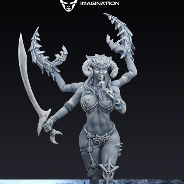 Infernal Demoness Kit (Three sizes; 40/60/100mm) | Miniature Wargaming Kits (WildMesh) | 28mm Scale