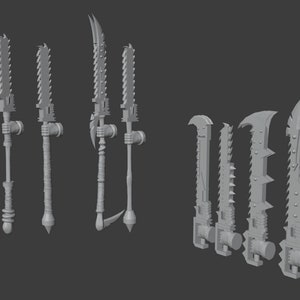 Buzz-Saw Blades and Polearms for Heretics and Barbarians! | Tabletop Wargaming Bits