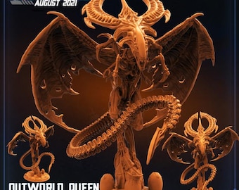 Nuptial XXI2I Hive Queen (Fits 40mm, 50mm, and 60mm Bases | Big Arms & Head Options) | Miniatures Wargaming Kits (Papsikels)