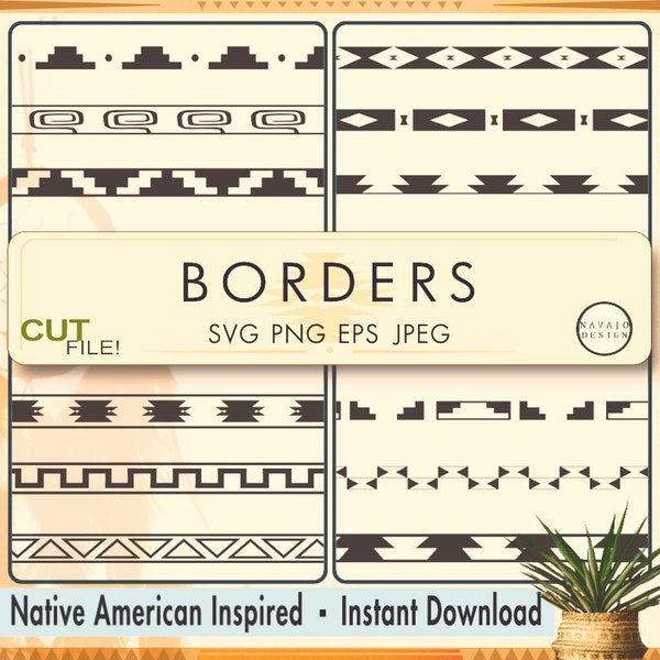 Motifs et bordures Navajo Décor bohème amérindien et motifs de tapis Elements, motifs aztèques, bordures svg png eps jpeg