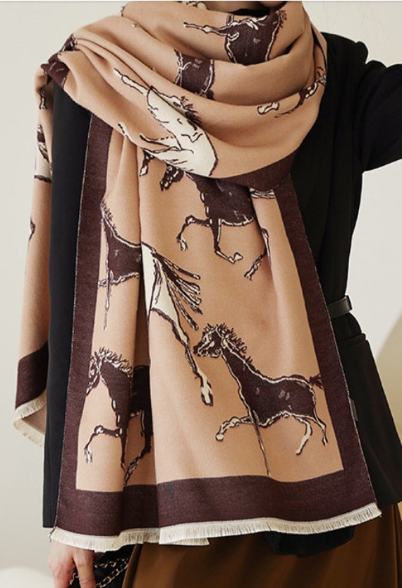Classic Check wool cashmere equestrian blanket poncho scarf shawls 