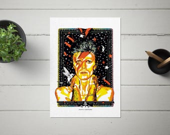 David Bowie Ziggy Stardust Art Print: Vintage Rock Music Poster