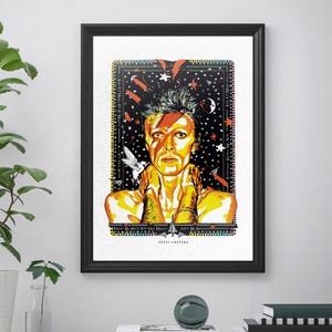 Póster enmarcado de David Bowie / Póster de alta calidad / Póster detallado de arte mural / Obra de arte de David Bowie / Arte de música rock vintage / Arte mural