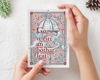 Go n-éirí an bóthar leat Kort: Intrikat irländskt välsignelsekort, A5 Gesso-papper
