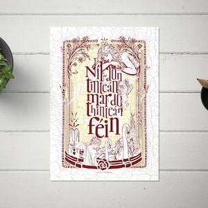 Irish Home Blessing Print: &quot;Níl aon tinteán mar do thinteán féin&quot; - A4 Gesso Paper