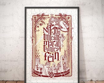 Irish Language Home Blessing Poster: "Níl aon tinteán mar do thinteán féin"