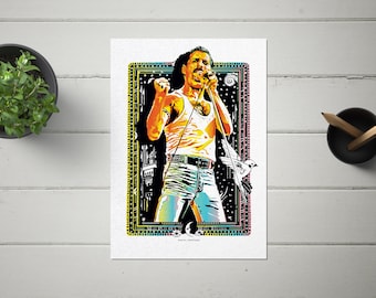 Freddie Mercury A4 Print | Wall art for living room | Rock Musicians | Living Room Prints | High-impact Art | Colourful Artwork | Best Rock