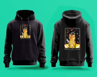 Unisex Grafik Hoodie - Bowie inspirierte Illustration - Retro Rock Musik Geschenk