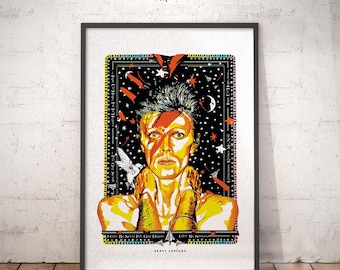 デヴィッド・ボウイのファッションプリント、イラスト入り衣装、音楽