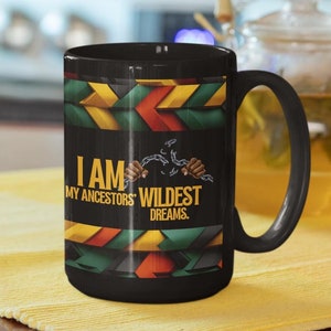 African American Black History Month Mug, Culture Woven Into Fabric of History, Kente Woven Designed Coffee Cup