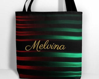 Personalized Red, Black, and Green Accent Holiday Bag