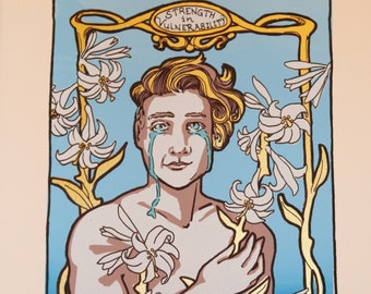 Original Screenprint "Strength in Vulnerability" - Art Nouveau Silkscreen print