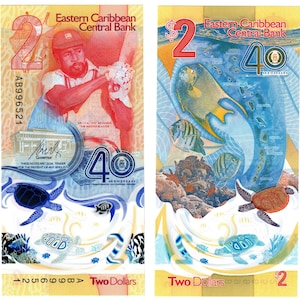 2023 East Caribbean 2 Dollar Polymer Banknote UNC P61 Cricket Commemorative Sir Viv Richards
