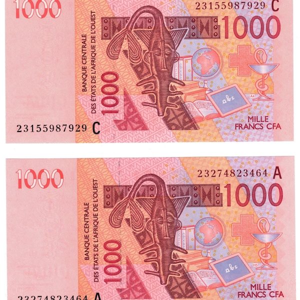 2023 Westafrikanische Staaten Burkina Faso + Elfenbeinküste 1000 Francs CFA P115 P315