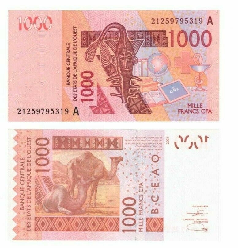 2021 Ivory Coast Cote D'ivoire West African States CFA Banknote 1000 Francs UNC