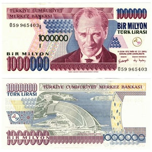 2002 Turkey Türkiye P213a 1000000 1 Million Turkish Lira Banknote UNC 0 Prefix