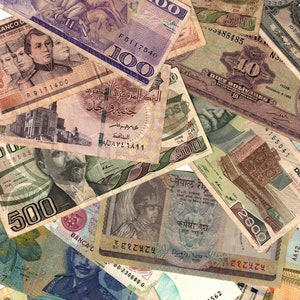 Billetes usados al azar del mundo Cantidad 10 todos diferentes