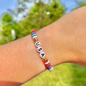 Patriotic Clay Bead Bracelet