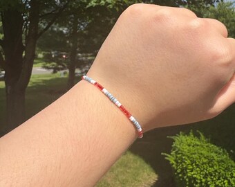 seed beaded bracelet for 4th of July