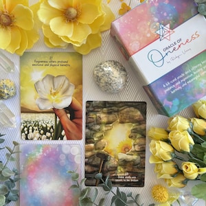 May include: Oracle of Oneness deck by Robyn Vining. A 64-card oracle deck offering guidance and inspiration, leading you to harmony and meaningful connection. The cards feature colorful illustrations with a variety of themes.