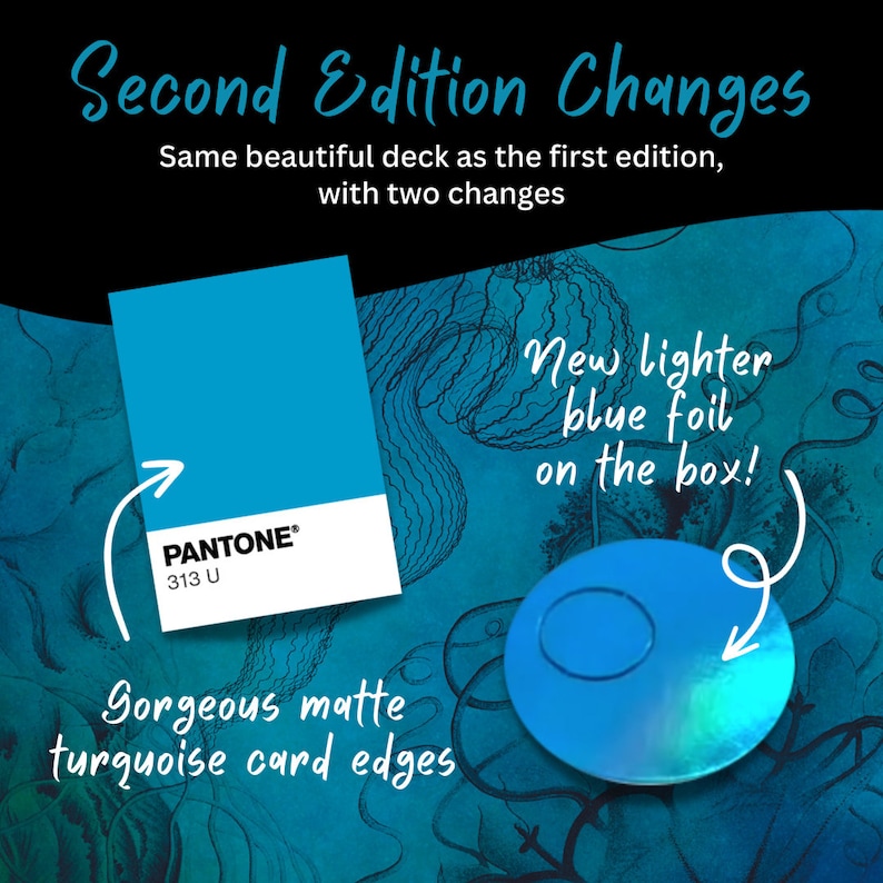 Peut inclure: Changements de la deuxi&egrave;me &eacute;dition&nbsp;: M&ecirc;me jeu magnifique que la premi&egrave;re &eacute;dition, avec deux changements. Nouveau papier d&rsquo;aluminium bleu plus clair sur la bo&icirc;te&nbsp;! Magnifiques bords de cartes turquoise mats. PANTONE&reg; 313 U