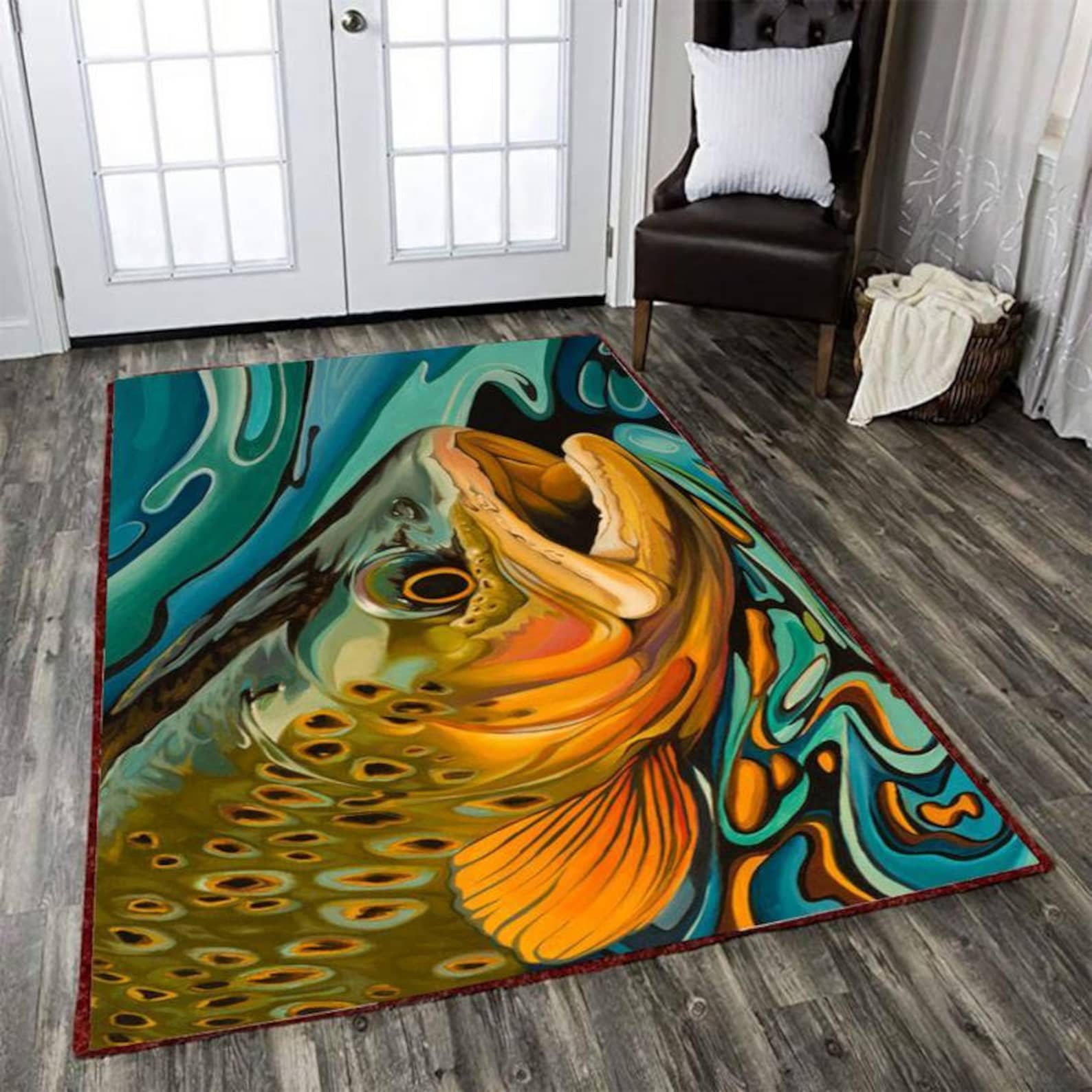 Fishing rug fishing rug carpet Etsy