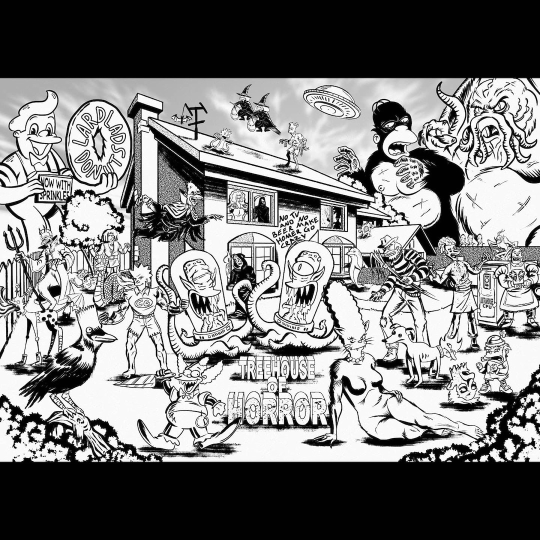 シンプソンズ ツリーハウス・オブ・ホラー 白黒 A4 プリント - Etsy 日本