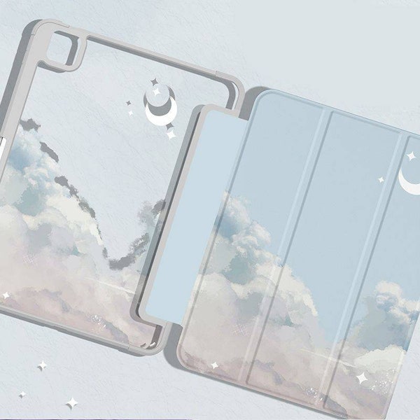 Funda para iPad acrílico Sky Moon, funda anime para iPad Pro, funda para iPad Air 5, funda para iPad 2018 2020 2022, funda para iPad con soporte para lápiz, funda para iPad 10