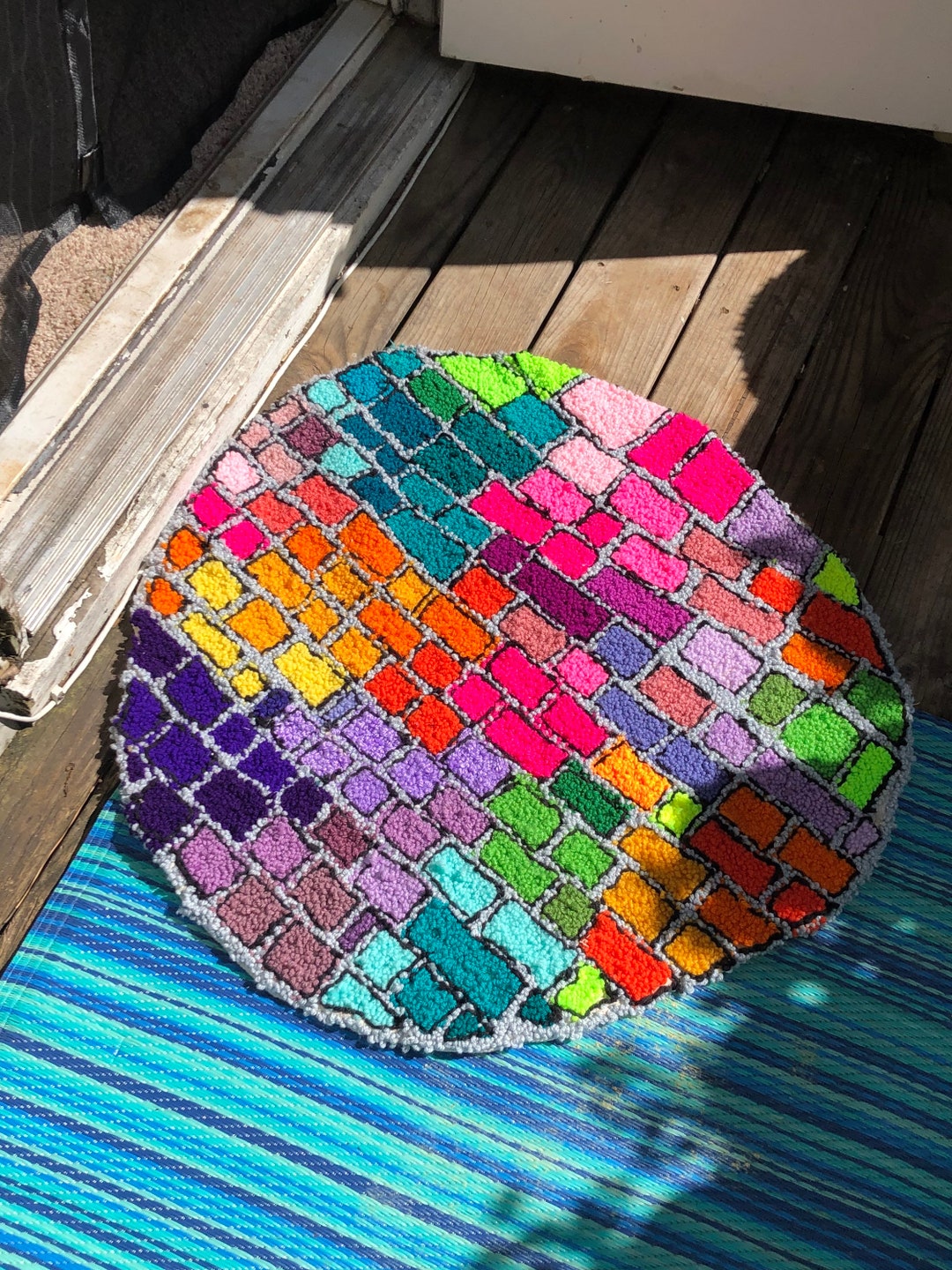 Handmade Colorful Disco Ball Rug - Etsy