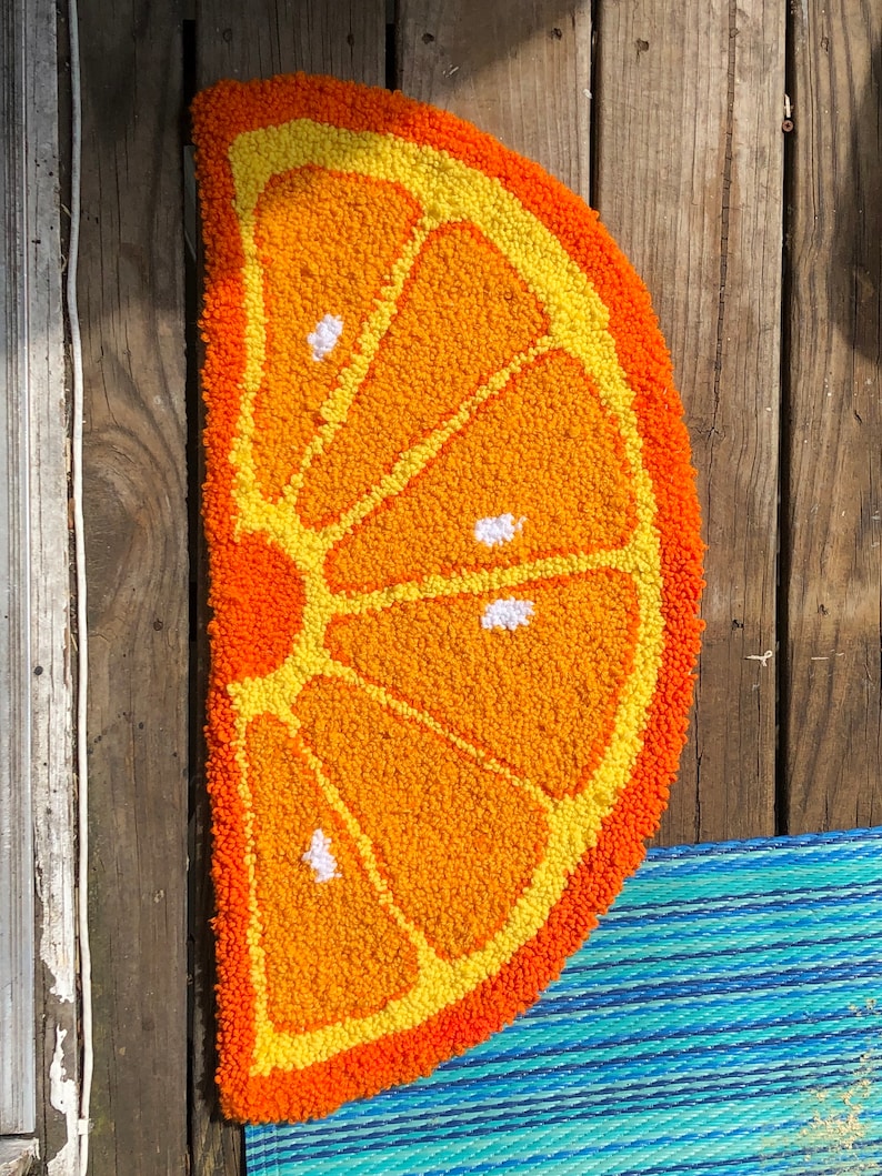 Handmade Orange Fruit Half Circle Rug - Etsy