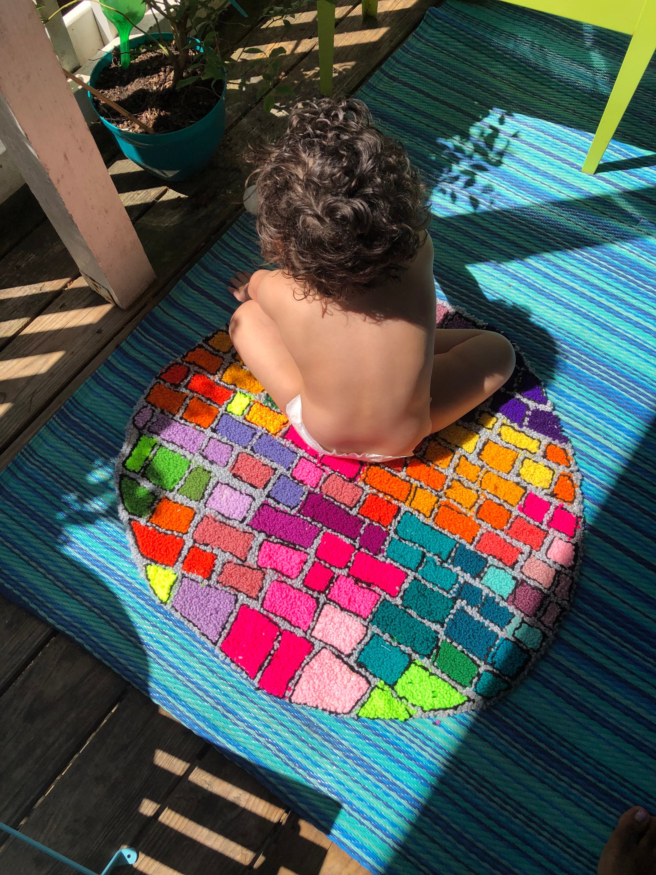 Handmade Colorful Disco Ball Rug - Etsy