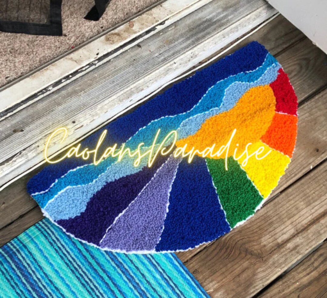 Rainbow Rocks Rug Handmade Rainbow Sunset Rug - Etsy