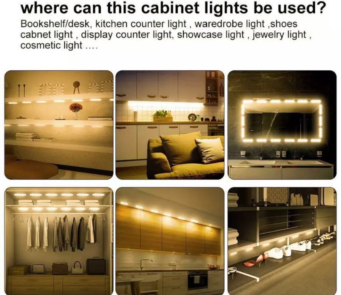 60 LED Lights Warm White Under Lights Closet Kitchen Etsy