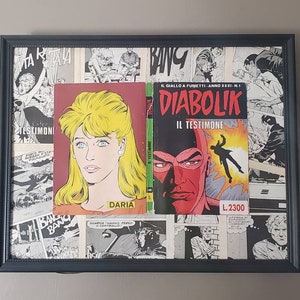 Diabolik - Il Testimone - Vintage Paperback Book Cover Collage Art 11x14 - Italian Il Giallo A Fumetti - Graphic Novel