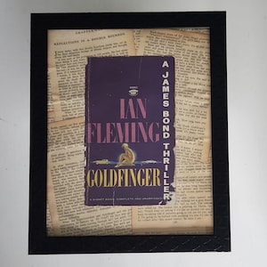 James Bond - Goldfinger - Ian Fleming - Vintage Paperback Book Cover Collage Art 8x10