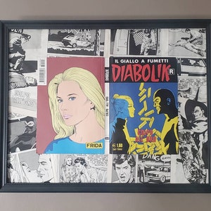 Diabolik - Colpo All&#39; Oro - Vintage Paperback Book Cover Collage Art 11x14 - Italian Il Giallo A Fumetti - Graphic Novel