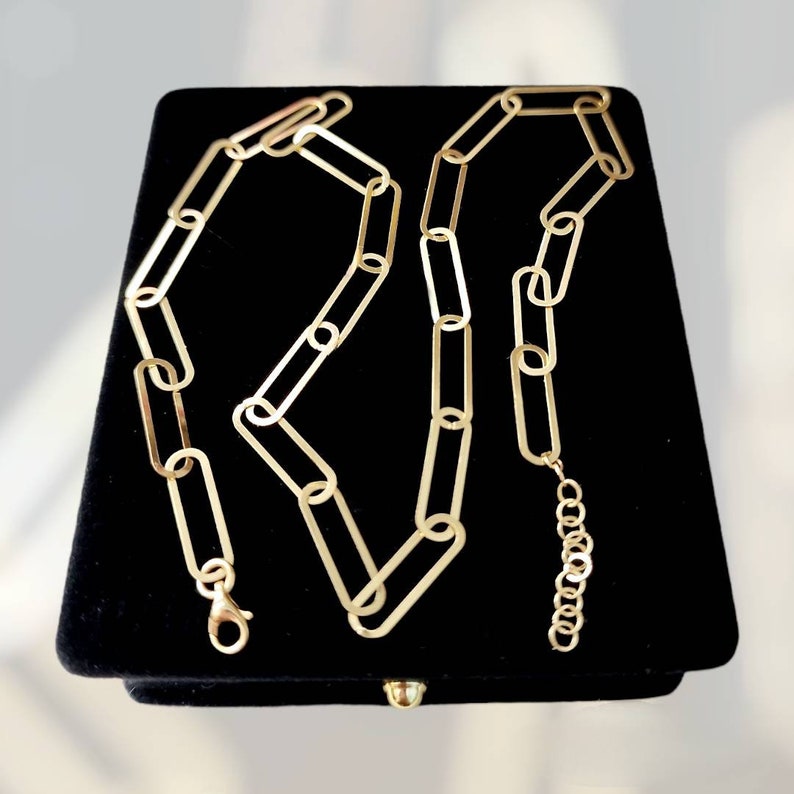 Paper Clip Chain, 18K Real Solid Gold Etsy