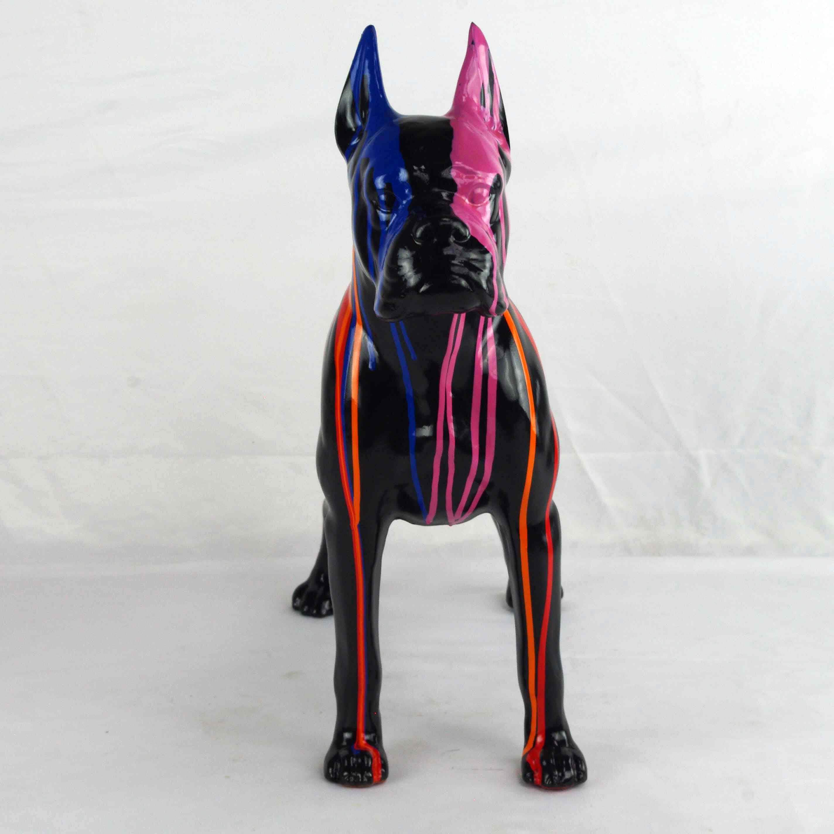 Resin Statue Dog Boxer Multicolored Black H48XL45cm Etsy