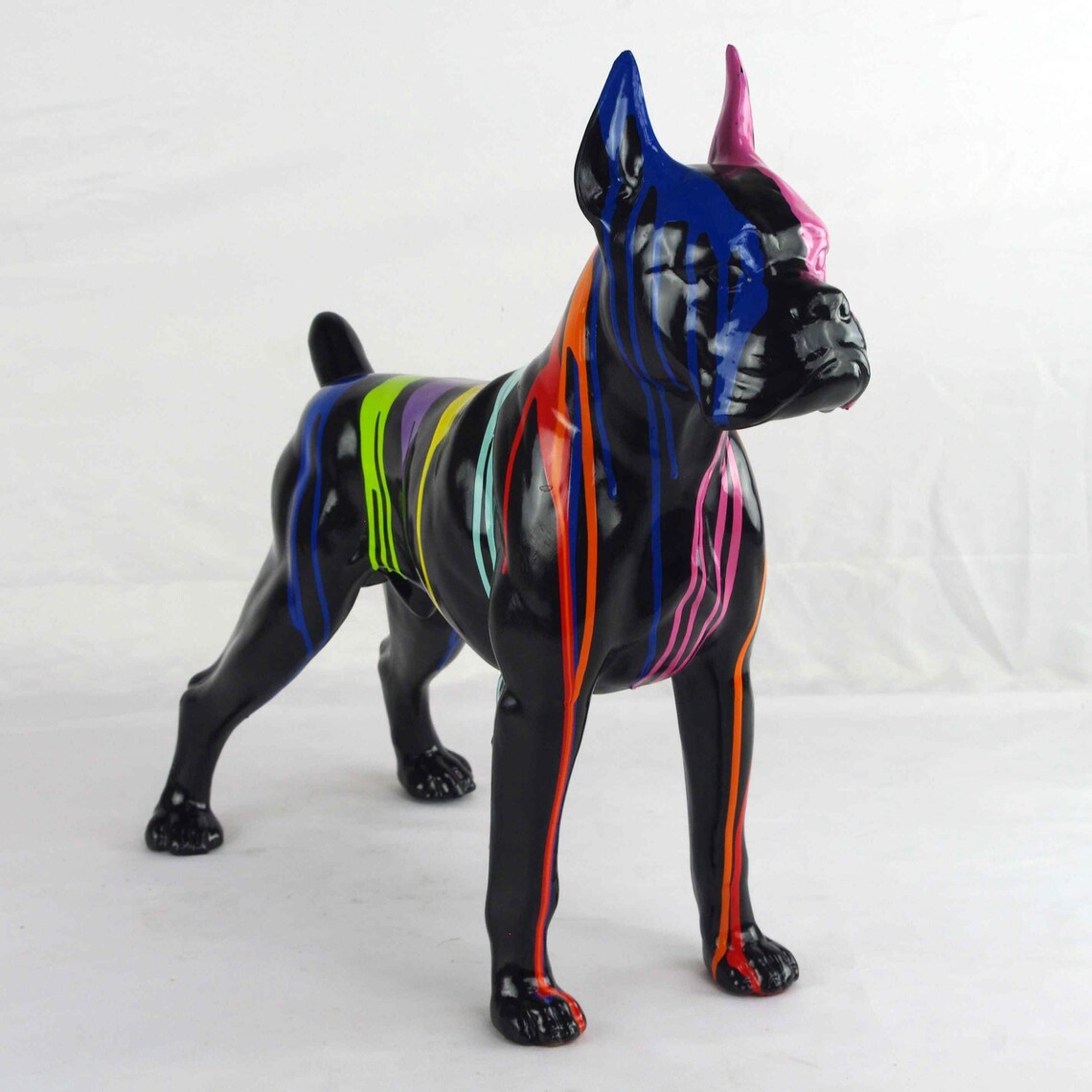 Resin Statue Dog Boxer Multicolored Black H48XL45cm Etsy