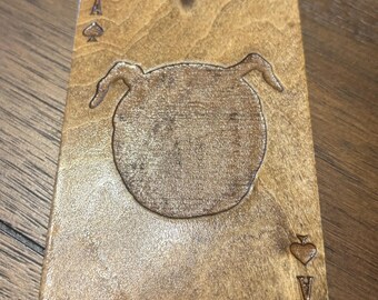Stained basswood Ace card magnet with semi gloss finish