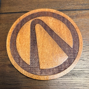 Stained basswood clean Vault logo from the Borderlands video games with semi gloss finish