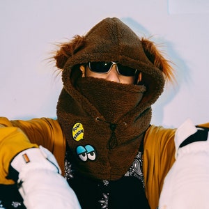 Brown Bear Ski Mask Adult Hats, Skiing/ Snowboard Sports Balaclava, Outdoor Sport Knit Mask Hood, Halloween/ Christmas /Birthday Gift